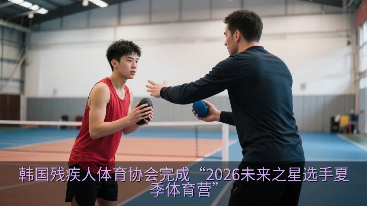 青年运动员在教练指导下进行室内运动训练