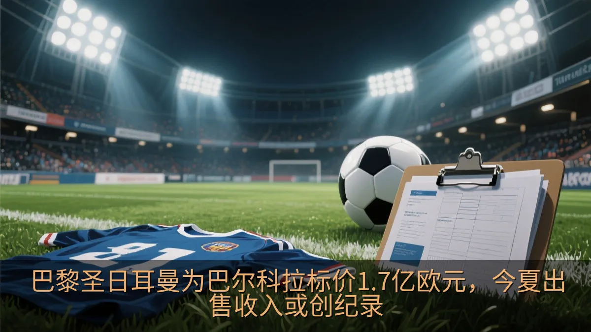 现代足球场灯光下的转会市场概念画面